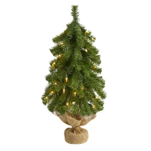 2' Alpine Artificial Christmas Tree w/ 35 Lights, 92 Bendable Branches