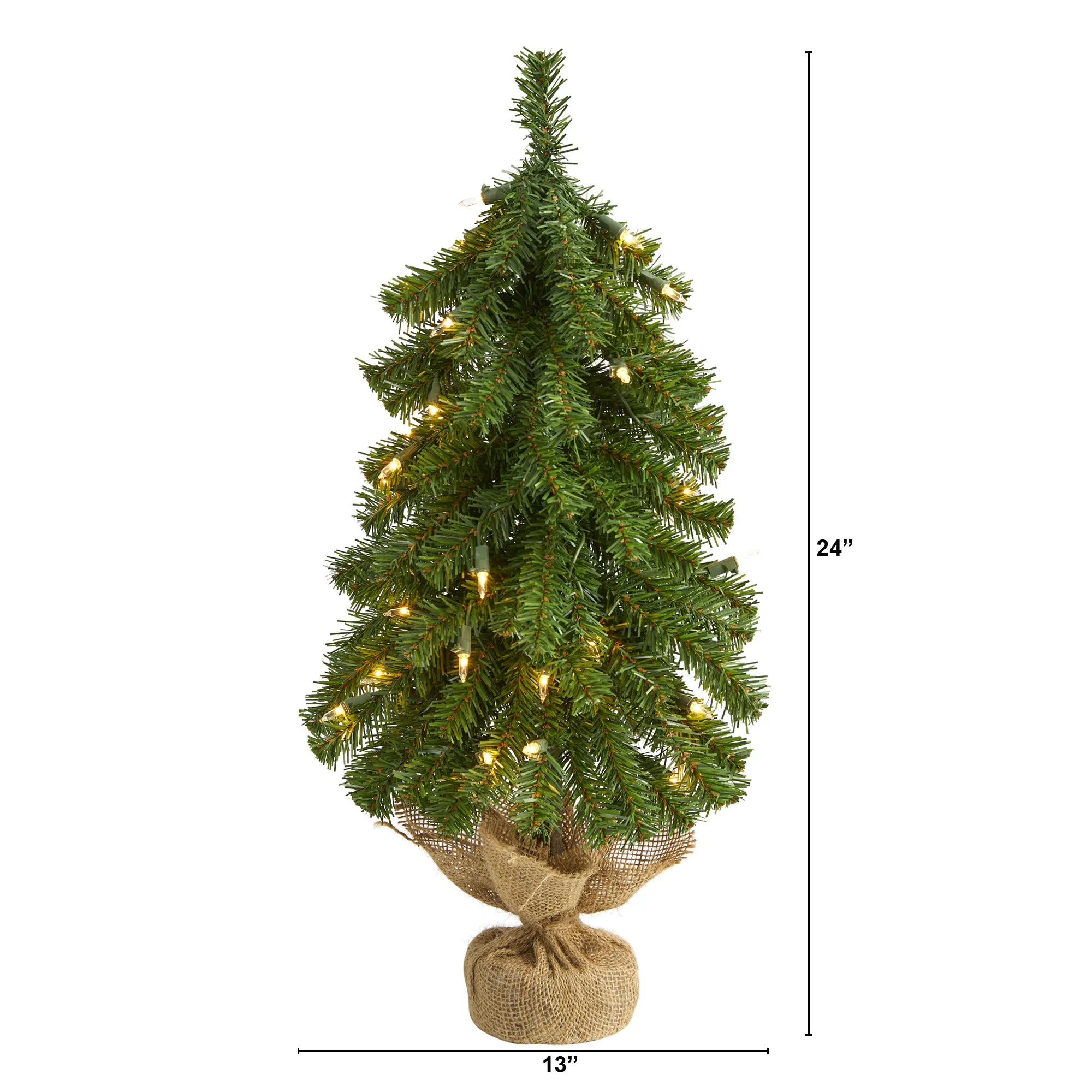 2' Alpine Artificial Christmas Tree w/ 35 Lights, 92 Bendable Branches