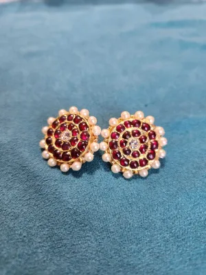 2 Row Stud - Big Stone | Original Temple Jewelry