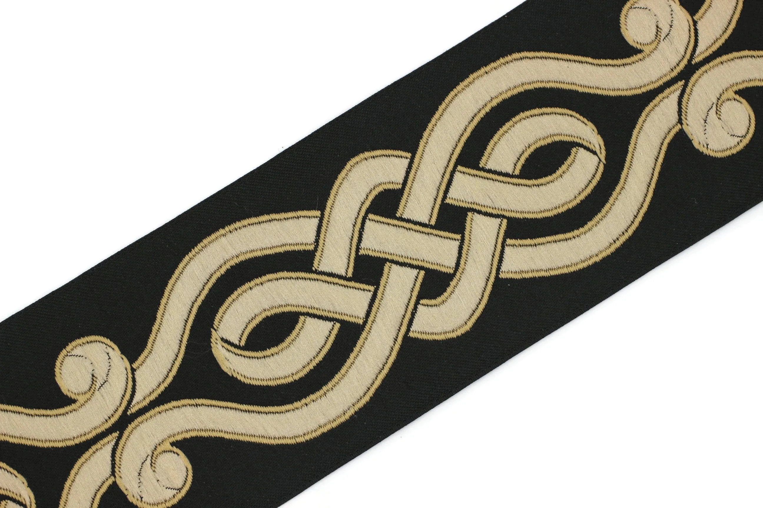 2.7" Embroidery Trim for Drapes, 16 Yards in one Continuous Sewing Trim,Jacquard Ribbon, Curtains, Drapery Banding, Drapery Trim Tape 142 V8