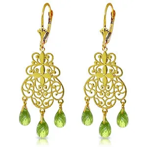 3.75 Carat 14K Solid Yellow Gold En Trend Peridot Earrings