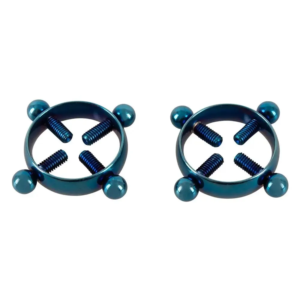 Bad Kitty Stainless Steel Blue Adjustable Nipple Clamp with Shiny Star