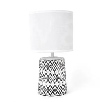 Black And White Etched Ceramic Table Lamp