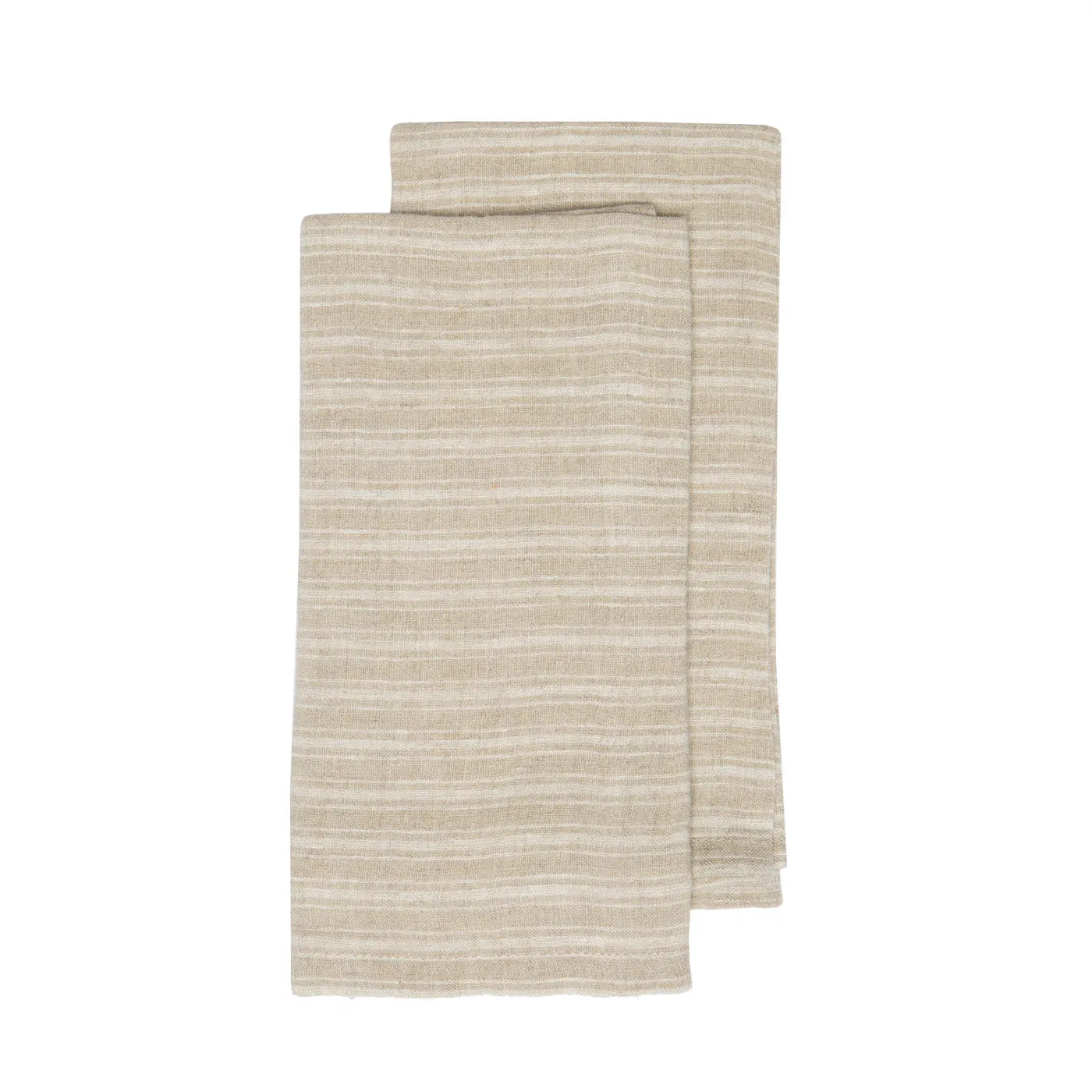 Boat Stripe Linen Kitchen Towels Natural & White, Set of 2