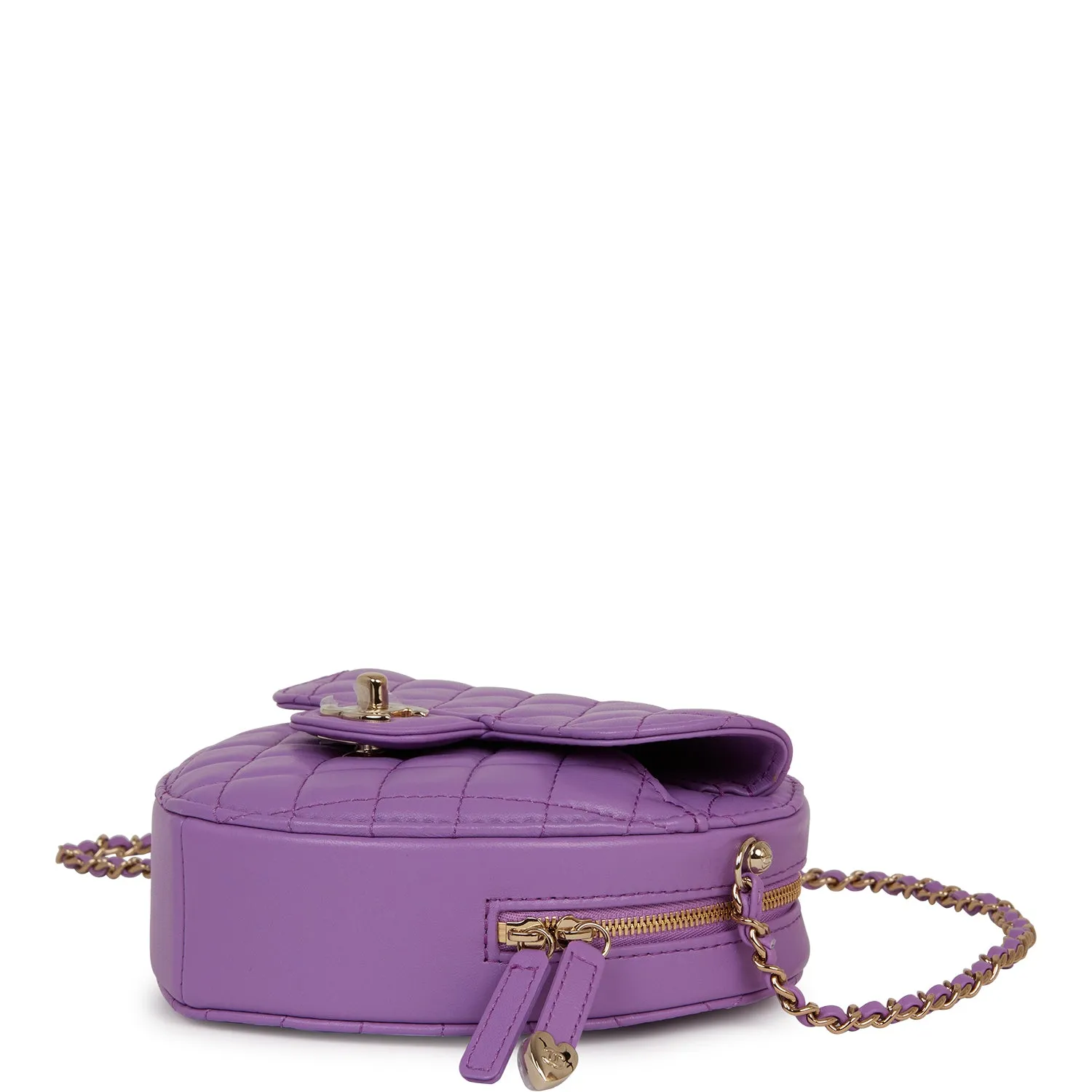Chanel CC In Love Large Heart-Shaped Bag - Purple Lambskin with Light Gold Hardware