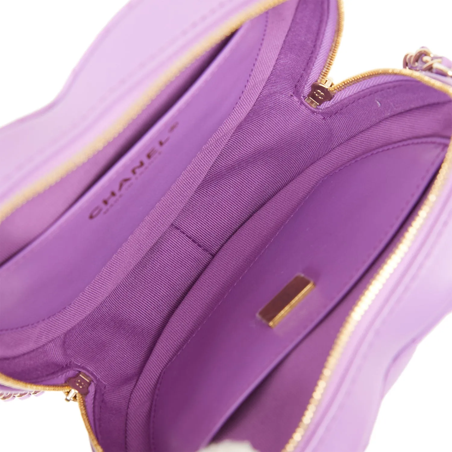 Chanel CC In Love Large Heart-Shaped Bag - Purple Lambskin with Light Gold Hardware