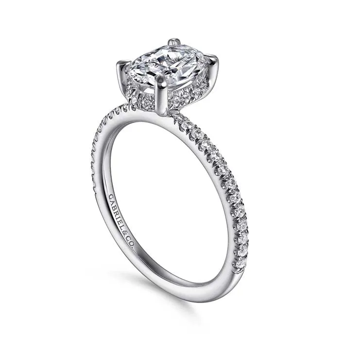 Gabriel & Co. "Hart" Hidden Halo Oval Engagement Ring Semi-Mounting in 14K White Gold
