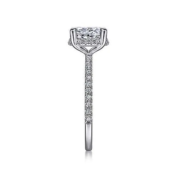 Gabriel & Co. "Hart" Hidden Halo Oval Engagement Ring Semi-Mounting in 14K White Gold