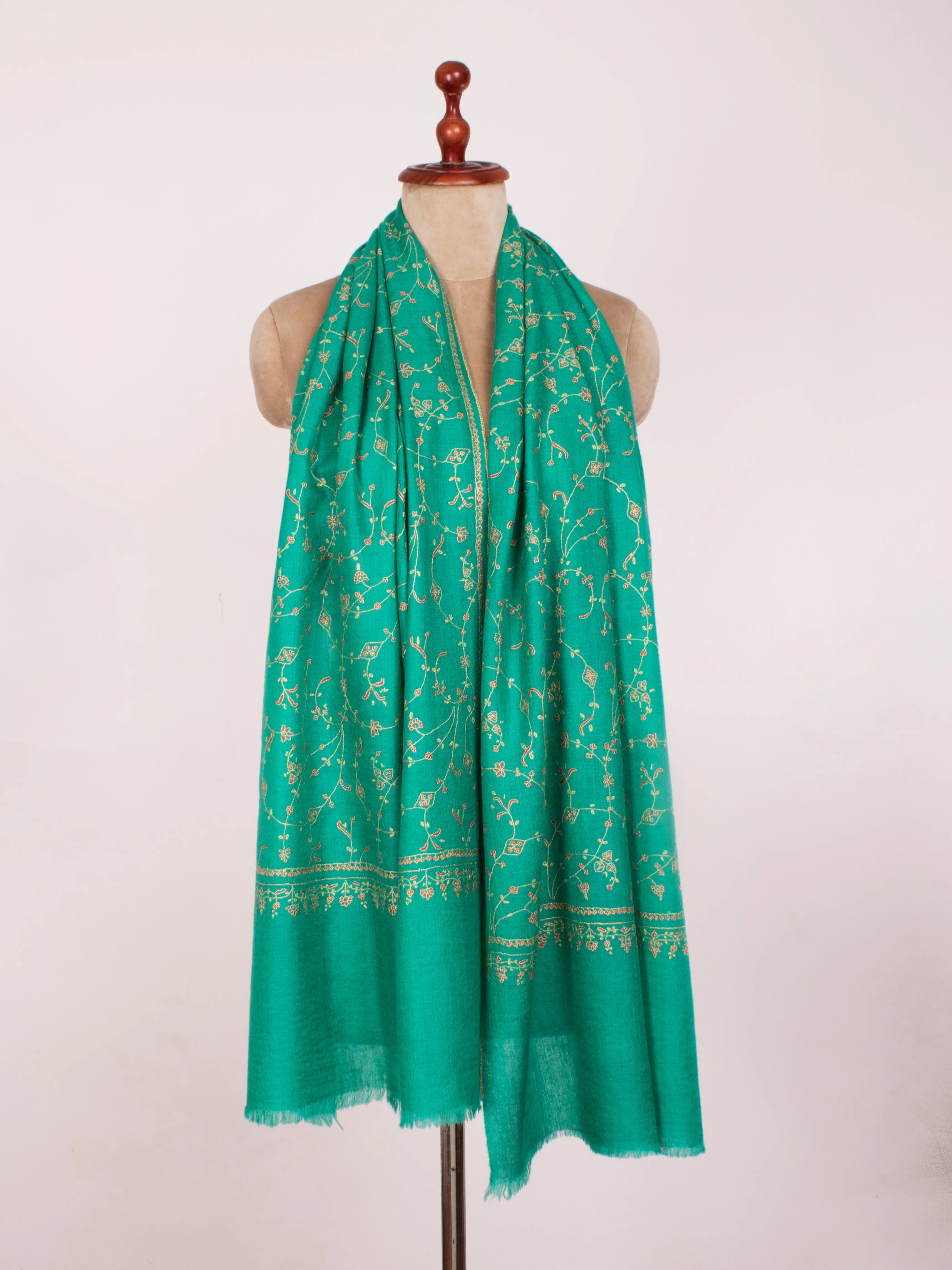Green Embroidered Indian Cashmere Scarf