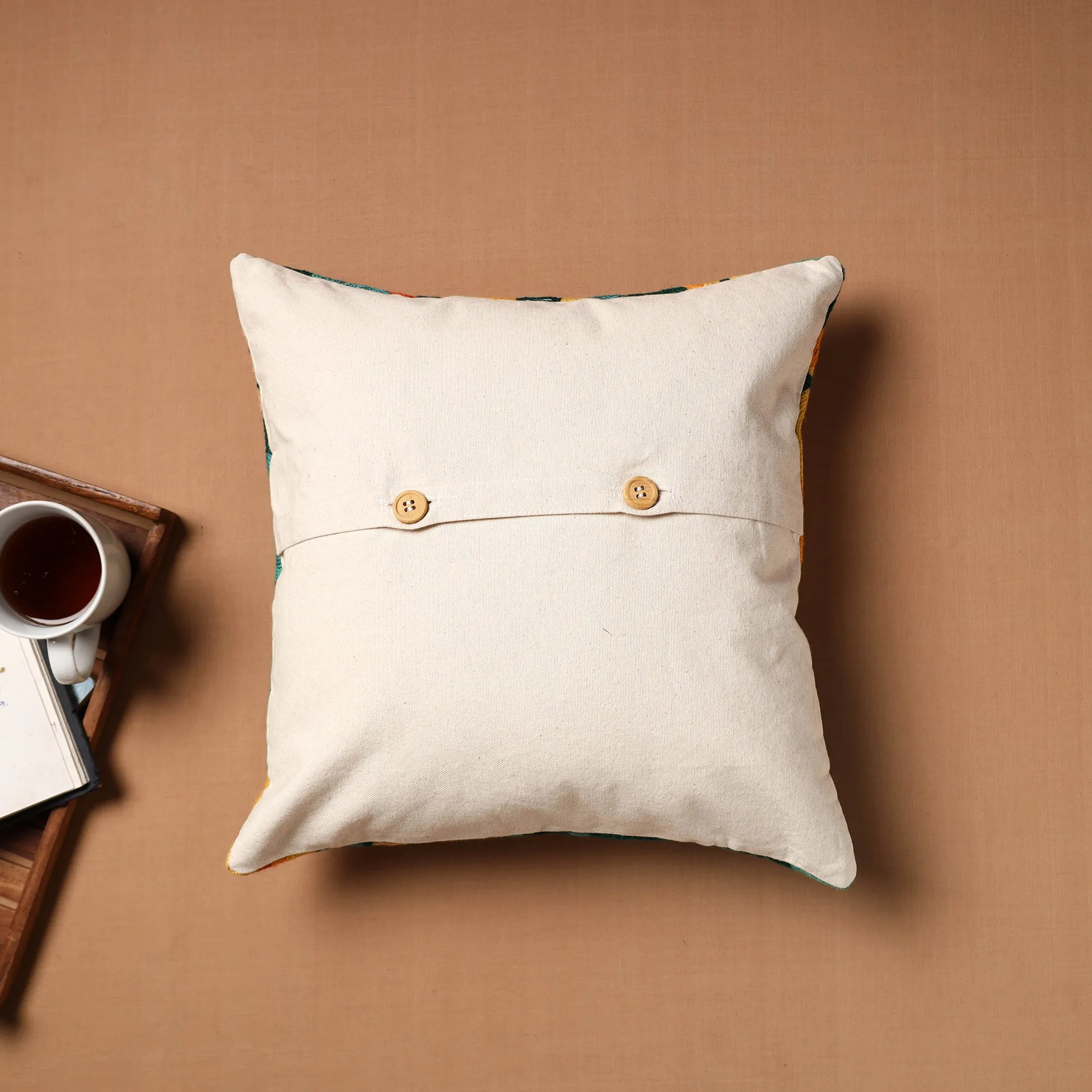 Multicolor - Crewel Hand Embroidered Cushion Cover 05
