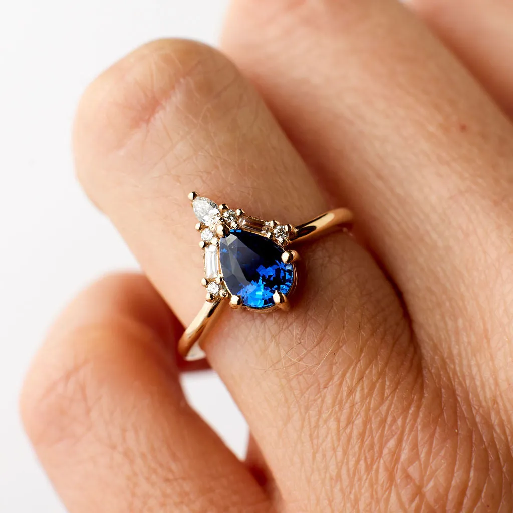 Nori ring - 1.21 carat blue pear sapphire