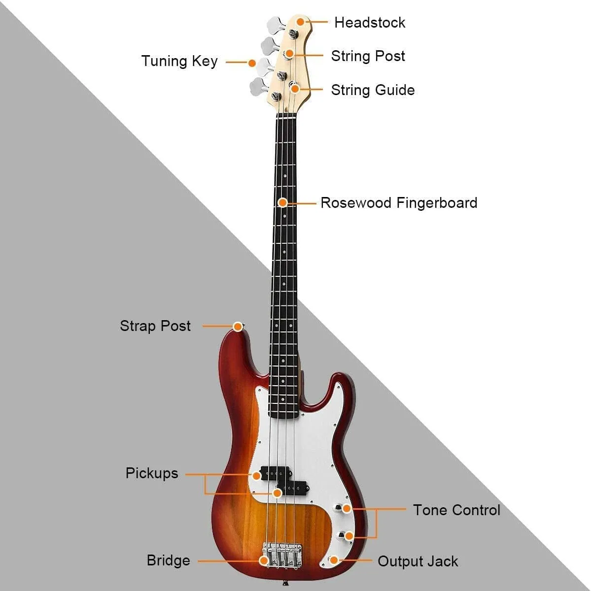 SAFEPLUS 45" Full Size 4 String Electric Bass Guitar kit.