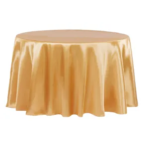 Satin 132" Round Tablecloth - Gold Antique
