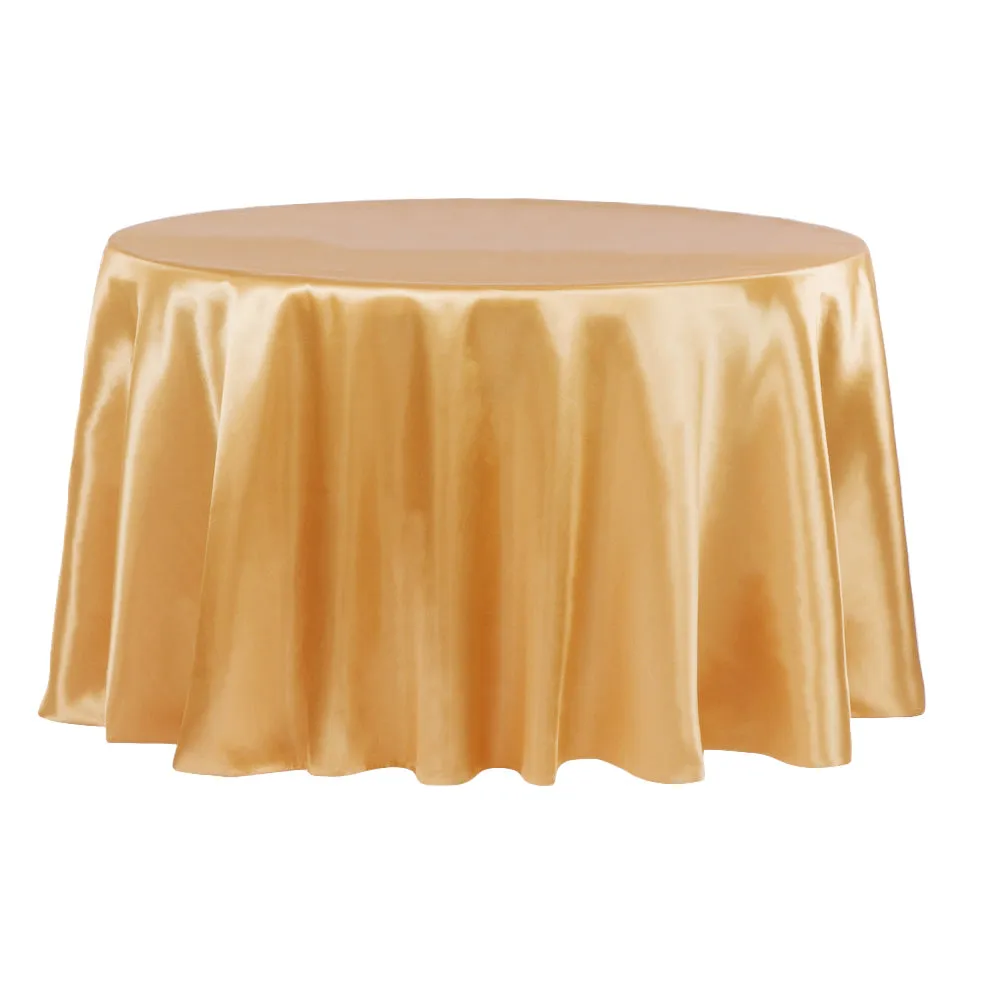 Satin 132" Round Tablecloth - Gold Antique