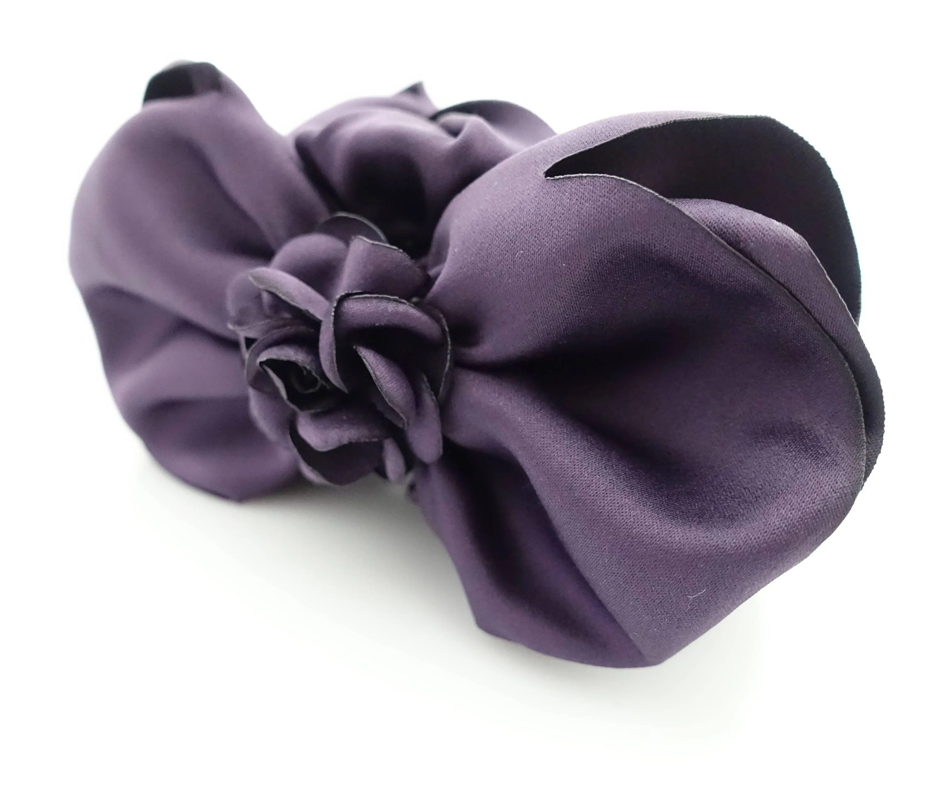 Satin Flower Decorated Multi Layer Bow Hair Claw Clip Women Hair Clamp