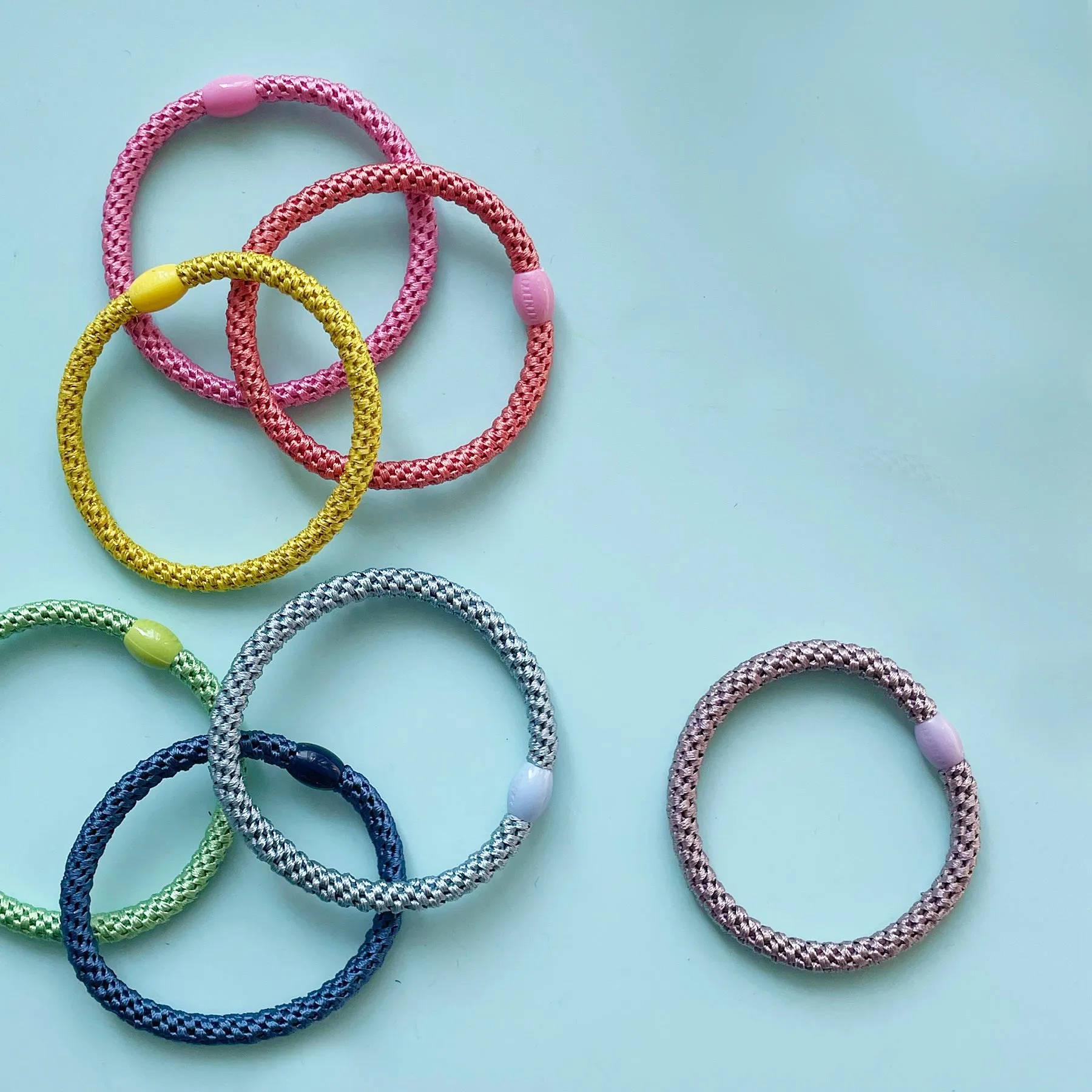 Thin Rainbow Hair Tie Bracelet Singles