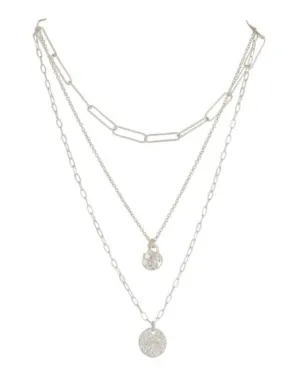 THREE STRAND SHINY SILVER NECKLACE