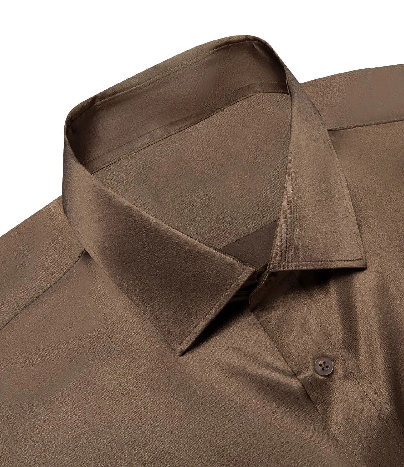 Ties2you Button Up Shirt Design Chocolate Brown Solid Long Sleeve Tuxedo Shirt for Men