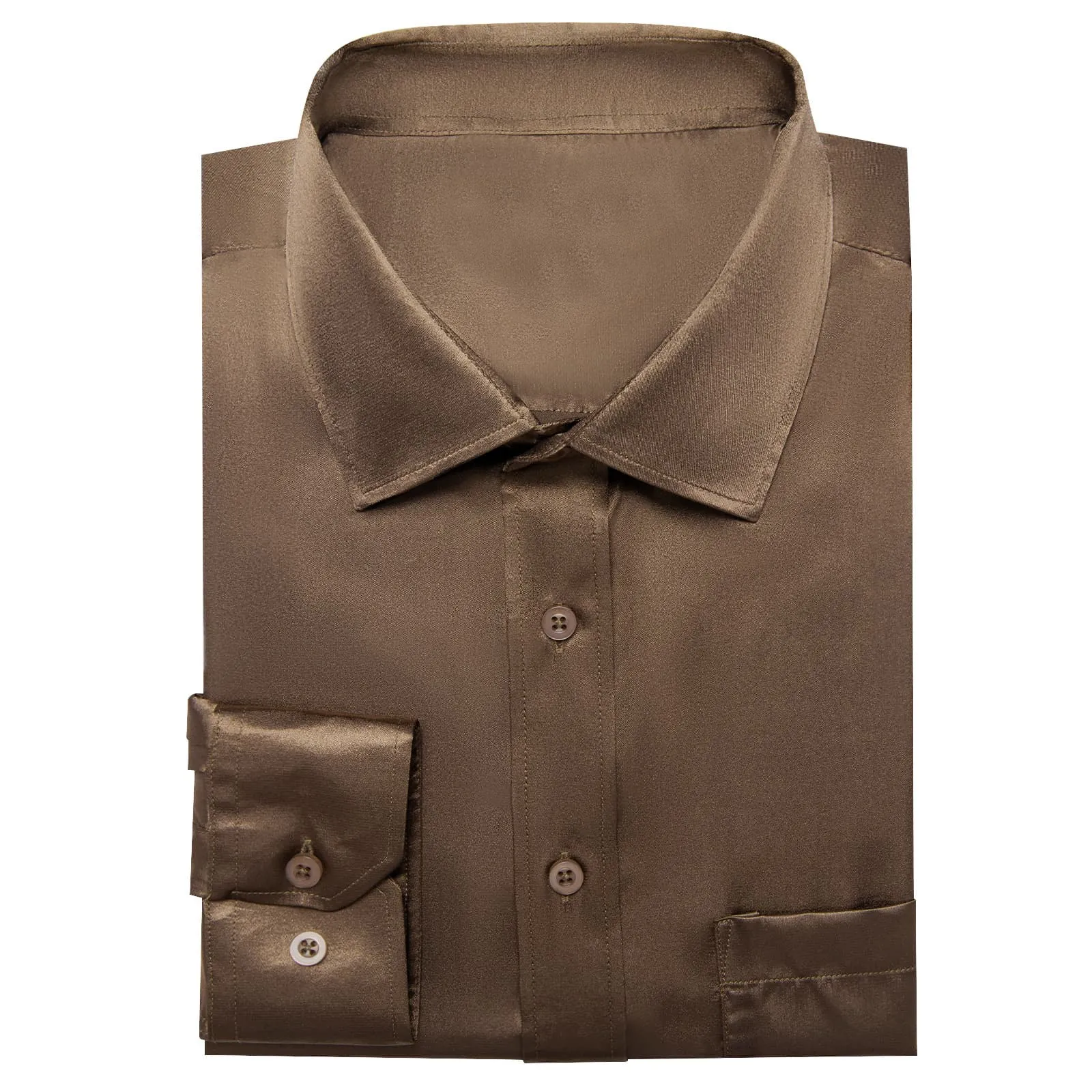 Ties2you Button Up Shirt Design Chocolate Brown Solid Long Sleeve Tuxedo Shirt for Men