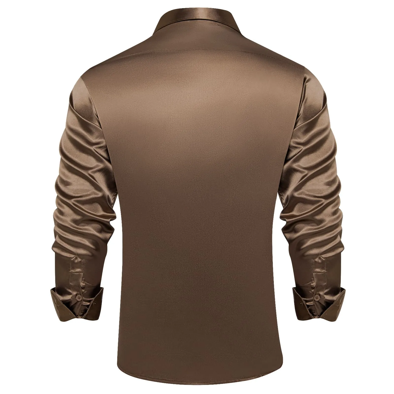 Ties2you Button Up Shirt Design Chocolate Brown Solid Long Sleeve Tuxedo Shirt for Men