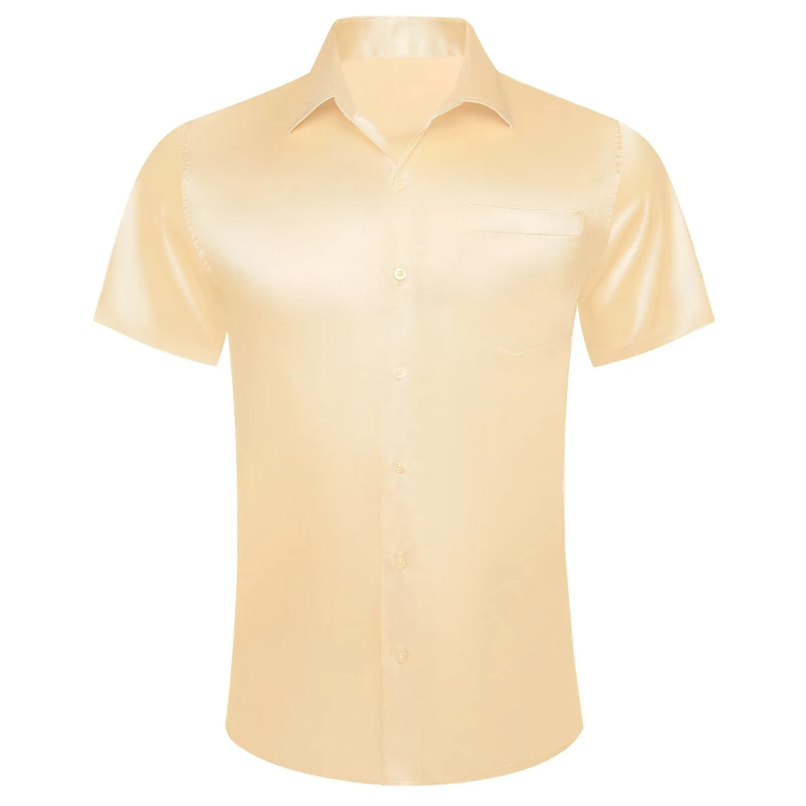 Ties2you Dress Shirt Design Champagne Solid Mens Short Sleeve Button Up Shirt for Wedding