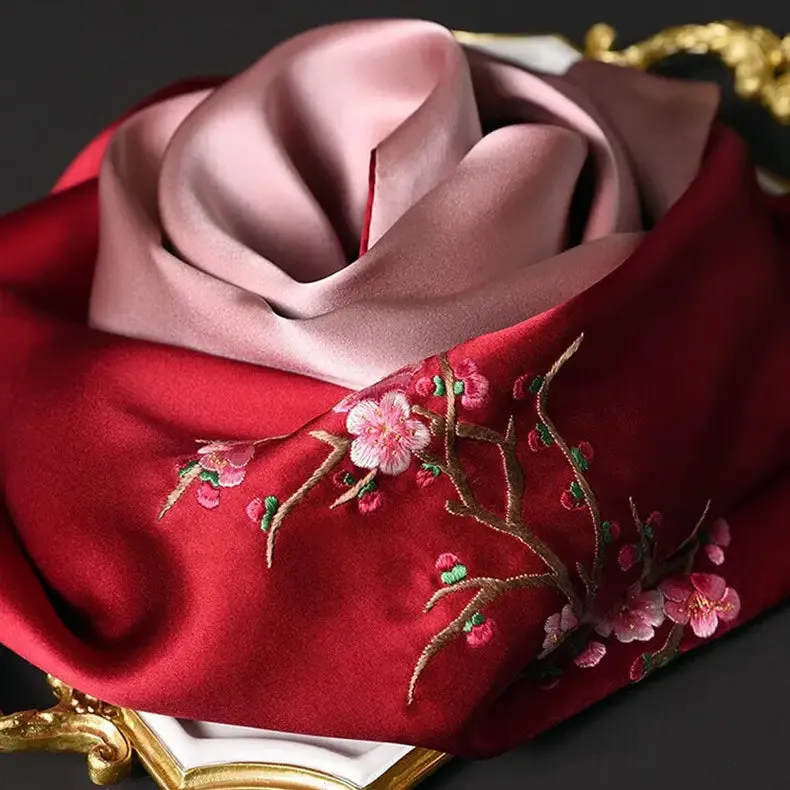 Wintersweet Silk Shawel - Pure handmade production, Suzhou traditional embroidery craft