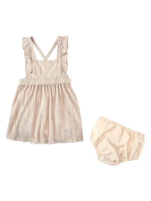 Wrangler Girl's Pleated Pinafore Rose Gold Dress